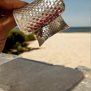 Silver Textured Cuff Bracelet